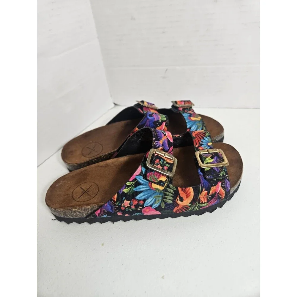 Inkkas Luzon Buckle Sandals Rainforest Tropical Print Women's Size 9